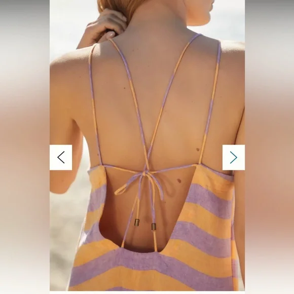 Sz medium 10 Anthropologie NWT Striped Purple and Orange Maxi Dress - Picture 3 of 12